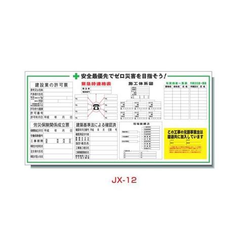 看板 建築確認表示板 工事予定表 工事用品 建設一体型標識 建設業の許可票 現場用 掲示板 壁貼りタイプpp製）工事用具 Jx 10 11