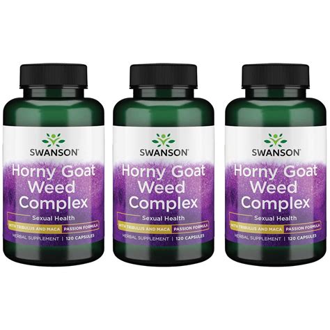 Swanson Horny Goat Weed Complex With Tribulus And Maca 120 Caps 3 Pack