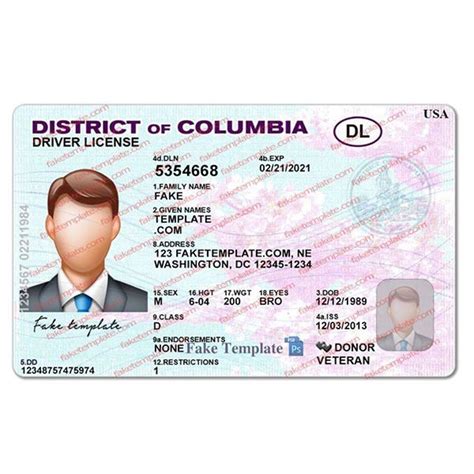 District Of Columbia Driver License Template 06 In 2021 District Of