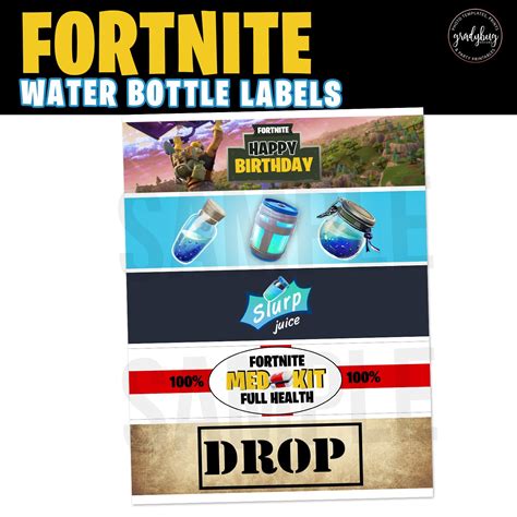 Fortnite Printable Fortnite Water Bottle Labels Xbox Etsy