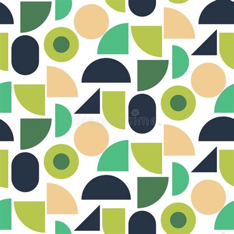 Green Geometric Shapes Seamless Vector Pattern. Stock Vector ...