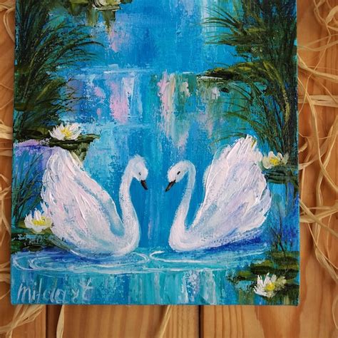 Swan Lake Painting - Etsy