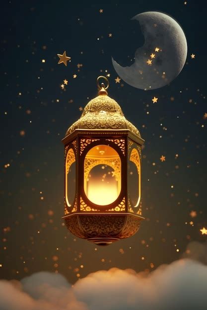 Premium Photo 3D Islamic Lattern Ramadhan Background