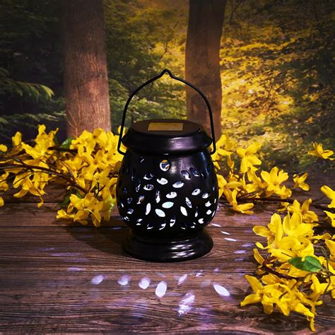 LumaBase Solar Powered Ceramic Lantern Black With White Lights