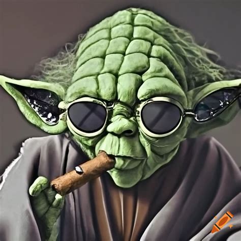 Yoda Wearing Sunglasses And Smoking A Cigar On Craiyon