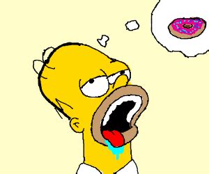 Homer Simpson thinking about donuts - Drawception