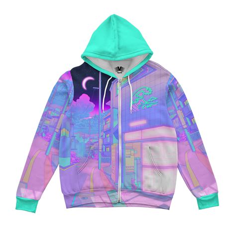 Vaporwave And Aesthetic Clothing Pastel Drive Zip Up Hoodie Vapor95