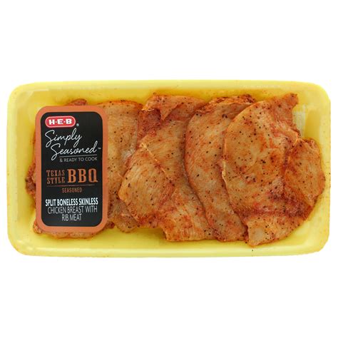 H E B Simply Seasoned Bbq Boneless Split Chicken Breasts Shop Chicken