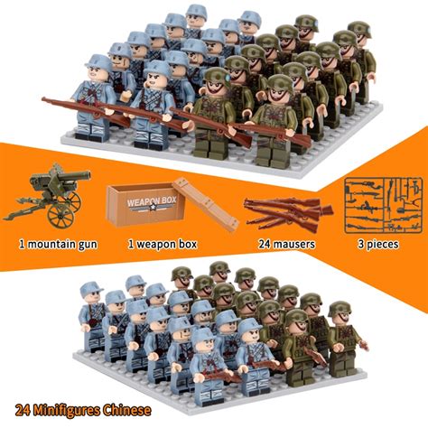 24pcsset Ww2 German Soldiers Minifigure Us Army Action Figures Mini