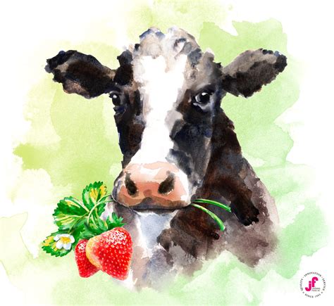 Earth Wise Cow Strawberry Lori Anzalone Illustration