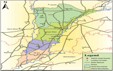 Map Of Study Districts Muzaffargarh And Rahim Yar Khan Showing