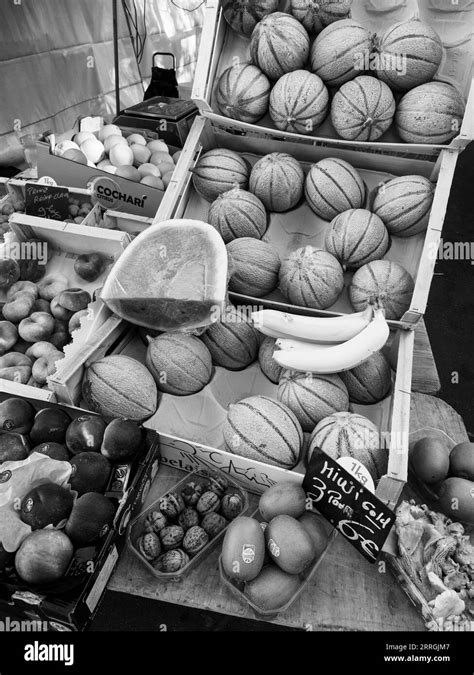 Black And White Organic Food Market Paris France Europe EU Stock