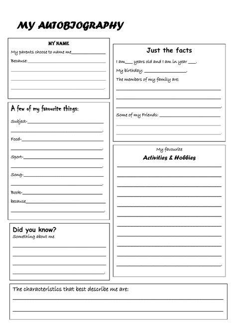 Printable Biography Template