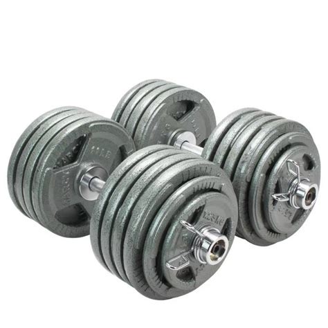 Adjustable Dumbbells W Cast Iron Olympic Weight Plates Sports