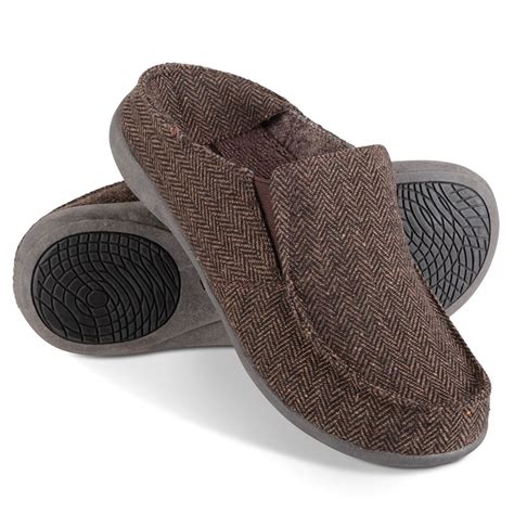 The Gentleman's Plantar Fasciitis Herringbone Slippers - Hammacher ...