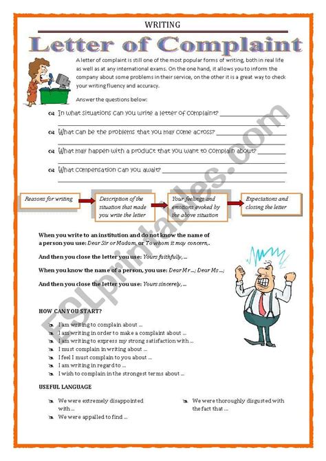 Writing Letter Of Complaint Esl Worksheet By Keyeyti Learn English Words Writing Lettering