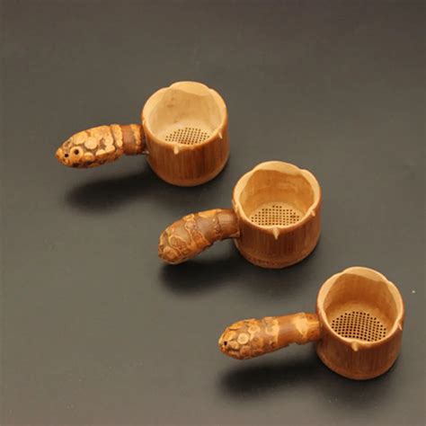 Natural Bamboo Tea Filter Strainer With Handle Drinkware Accessories In