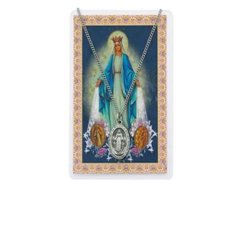 Miraculous Medal Prayer Card w/ Medal on 18 inch chain | The Catholic Company