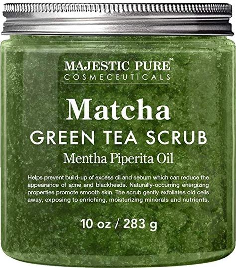 Majestic Pure Matcha Green Tea Body Scrub For All Natural Skin Care Exfoliating Multi Purpose