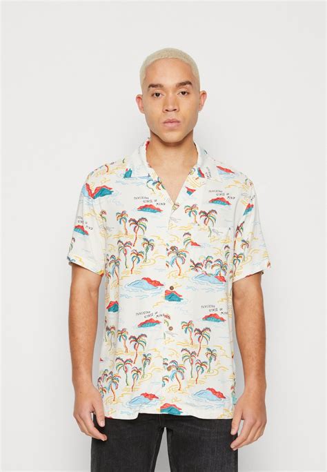 Scotch And Soda Short Sleeved Camp Shirt Overhemd White Palmtree