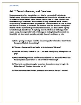 Macbeth Act III Reading Questions By Harro S English Emporium TPT