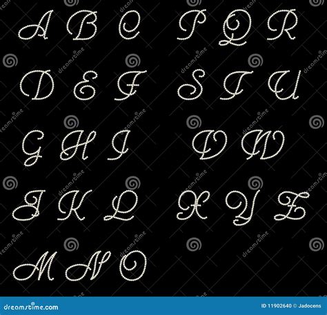 Cursive Latin Letters On Black Background Stock Photo Image