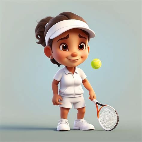 Premium Photo 3d Cute Tennis Player Character Design