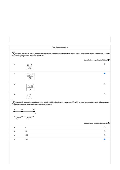 Risposte Lezione Test Di Autovalutazione Sia Dato Il Tempo Di