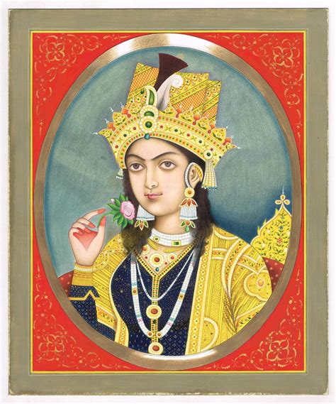 Miniature Portrait Painting Of Mughal Empress Nur Jahan Mughal Painting