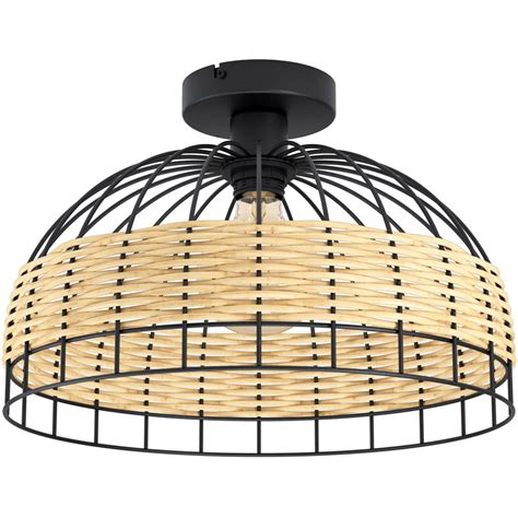 Eglo Anwick Black And Rattan Ceiling Light Wilko