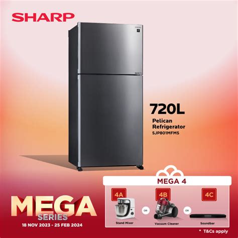 Sharp SJP801MFMS 720L Pelican Series 2 Door Refrigerator Deliver