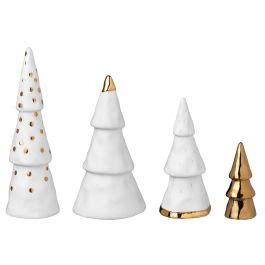 Set 4Pz Alberi In Porcellana Bianca Ed Elementi Oro Scottiverdesign