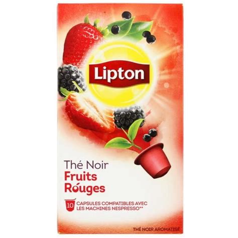 Thé Noir Fruits Rouges 10 capsules Lipton Cdiscount Au quotidien