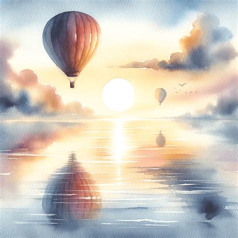 40 Watercolor Style Hot Air Balloon Illustrations Prints
