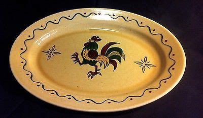 Poppytrail Red Rooster Platter Metlox X Ca Pottery Vtg