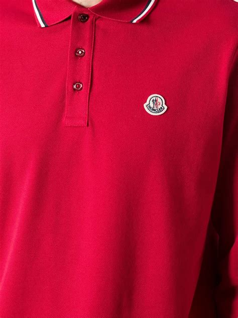 Lyst Moncler Long Sleeve Polo Shirt In Red For Men