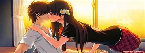 Besos Con Amor Portada Romántica Para Facebook Parejas De Animé Abrazándose Anime Besos