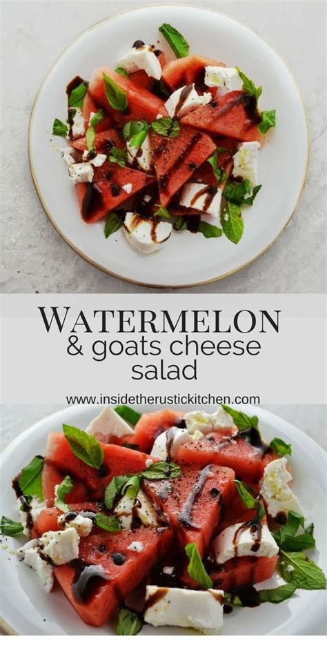 Watermelon Basil Salad With Mint And Goats Cheese Recipe Watermelon Goat Cheese Salad Veg