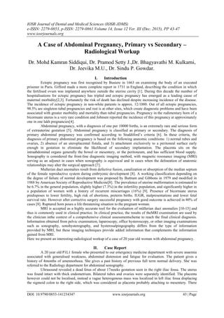 A Case Of Abdominal Pregnancy Primary Vs Secondary Radiological