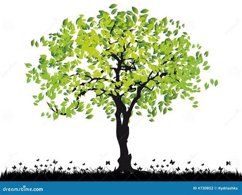 Tree Silhouette Old Grass Stock Vector Illustration Of Bush 4730852