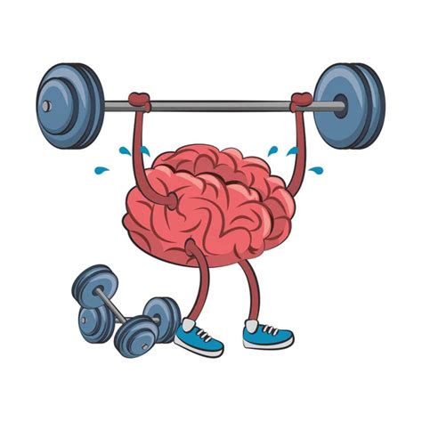 Brain Character With Dumbbell Stock Vector Image By Emojoez