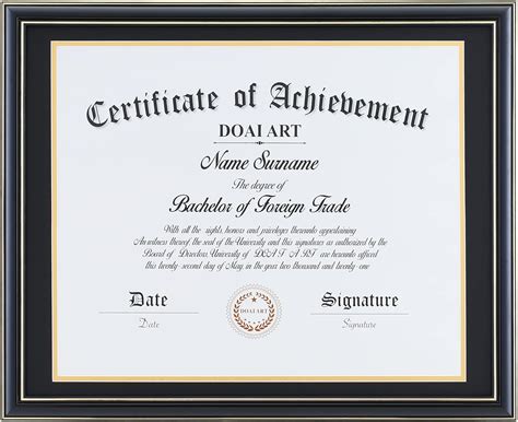 Amazon DOAI ART Diploma Frame 14 X 17 With Mat Black Solid Wood