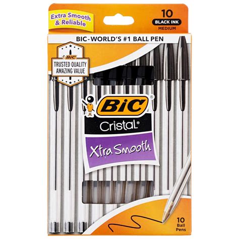 Black Cristal Ballpoint Pens 10 Count