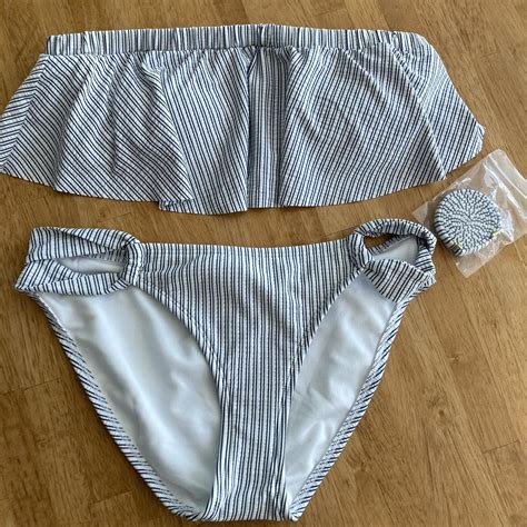 Hula Honey Striped Bandeau Bikini Strapless Or Depop