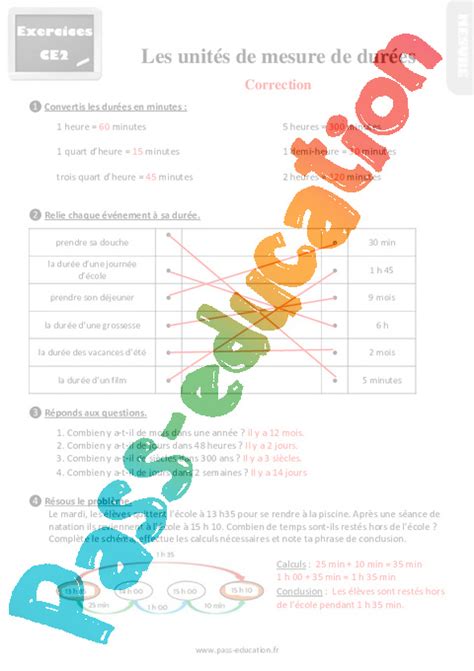 Les Unit S De Mesure De Dur Es Au Ce Exercices R Visions Pdf