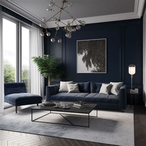 Navy blue and grey Minimalist living room Дизайн дома Интерьер Дизайн