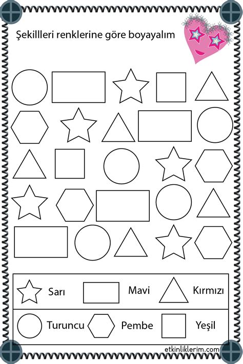 Renklerine G Re Ekil Boyama Okul Ncesi Etkinlik Shapes Worksheets