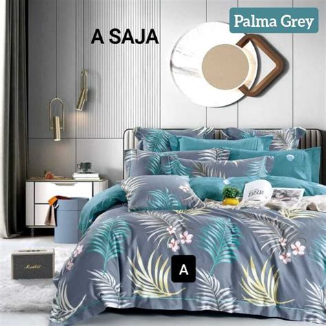 Jual Jaxine Sprei Bahan Microtex Motif Palma Grey Sprai Set Dewasa