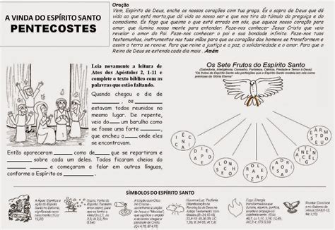 Atividades B Blicas Sobre O Esp Rito Santo Para Imprimir E Colorir