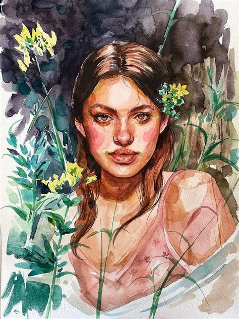 Woman Painting Woman Watercolor Fine Art Watercolor Woman Etsy